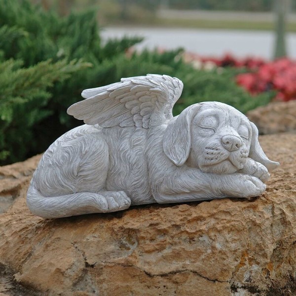 Pet Angel Dog Æresstatue Gravsten, 12 cm, Polyresin