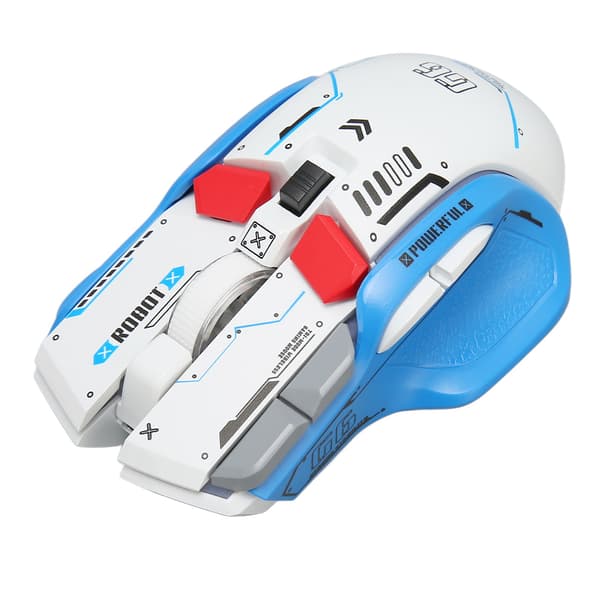 2.4G Kablet Bluetooth 3 Modus Gamingmus 5 Justerbar DPI 11 RGB Lys for Windows Android iOS Hvit