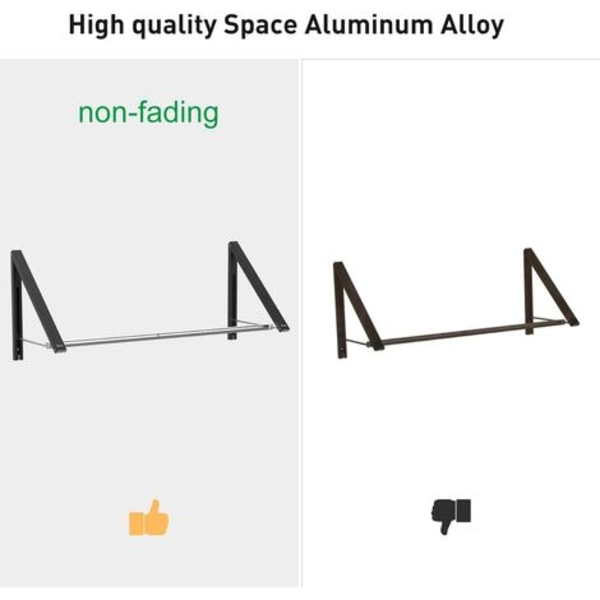 Infällbart klädställ - Väggmonterat hopfällbart klädställ, aluminium, 2 ställ med stång (90-160 cm)