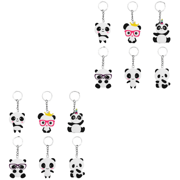 2 stk 6 stk tegneserie panda nøgleringe Nøglering Party favoriserer vedhæng til børn Legetøj Ornament Souvenir gave