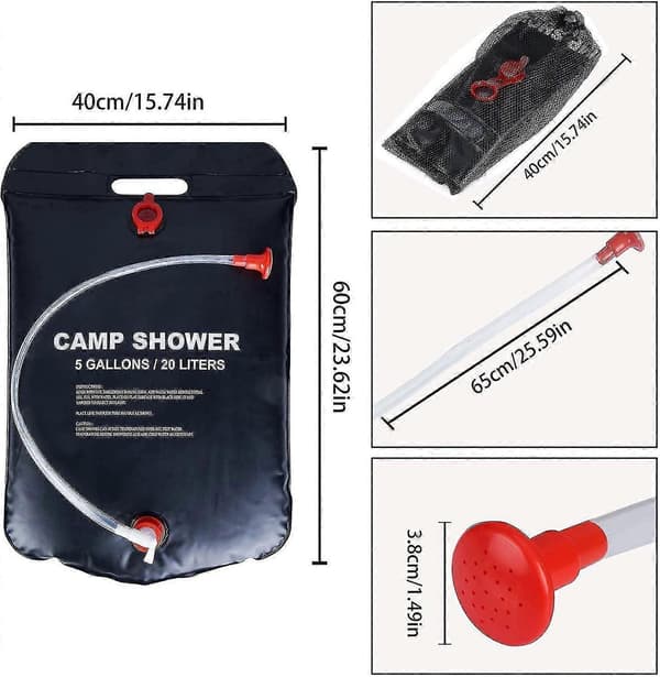 Campingbruser Solar, 20l Solar Brusepose Bærbar Campingbruser Solarbruser Med Brusehoved Camping Brusepose-God