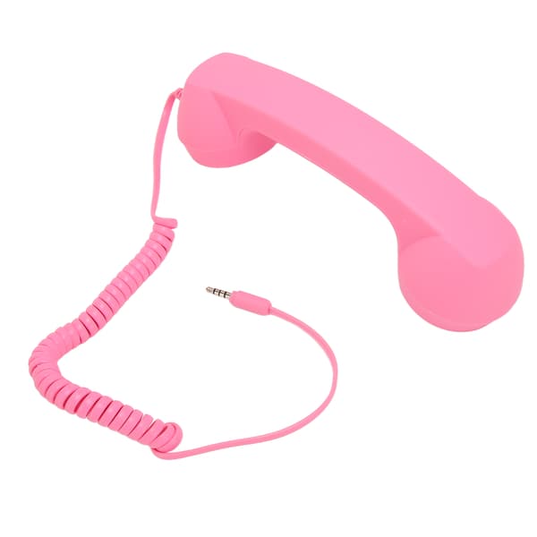 Retro Strålningssäker Trådbunden Telefonlur 3,5 mm Plugg för Smartphone Dator Rosa