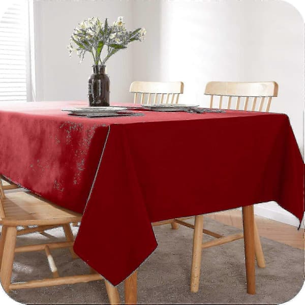 Waterproof tablecloth wipeable oil-resistant lotus effect tablecloth 135x220cm red