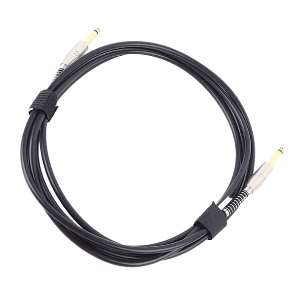 6,35 mm effektkabel støydemping fleksibel ubalansert gitarpatchkabel pedalledning 3 meter svart