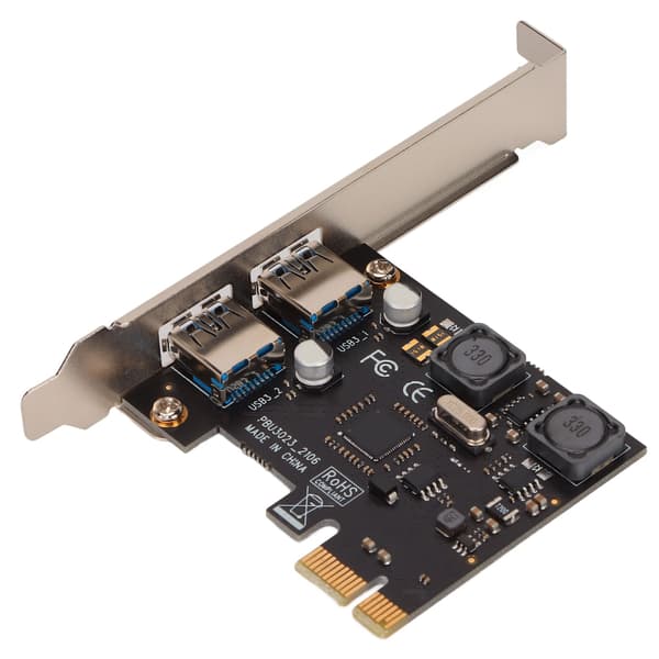 PCIE til USB 3.0 Udvidelseskort 2 Port Høj Effekt Induktor Lukket Interface
