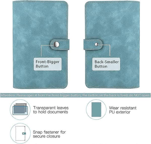 A6 PU Leather, Multifunctional Document Folder with 12 Transparent Zipper Pockets