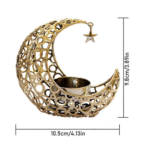 Måneformad värmeljushållare - Bordsdekoration i metall för Ramadan, vardagsrum och sovrum (ljus ingår ej) Glod
