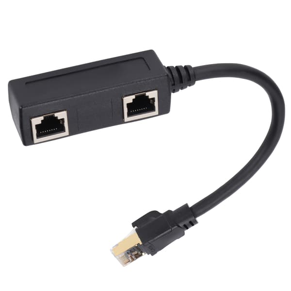 Ethernet Splitter CAT8 Netværkskabel Adapter Sort Holdbar Stabil Pålidelig til Hjemmekontor
