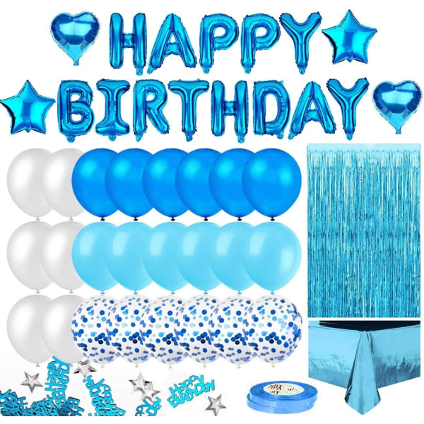 Ballonsæt, tilbehør til fødselsdagsfest, dekorationssæt til pom pom duge (lyseblå),