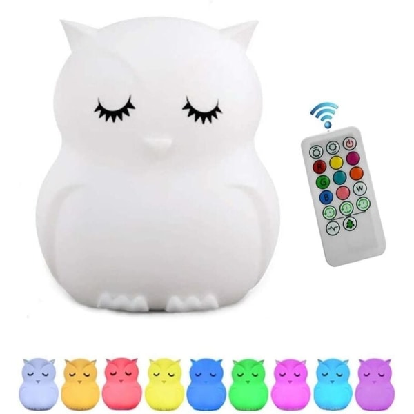 Home Colorful Owl Shaped 3D Night Light (Remote Control Version)，for Living Room and Children's Room