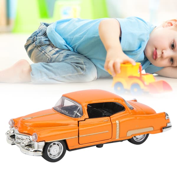 1:36 Barn Legering Simulering Bilmodell Klassiskt Ljud Ljus Barn PullBack Billeksak Present (Orange)