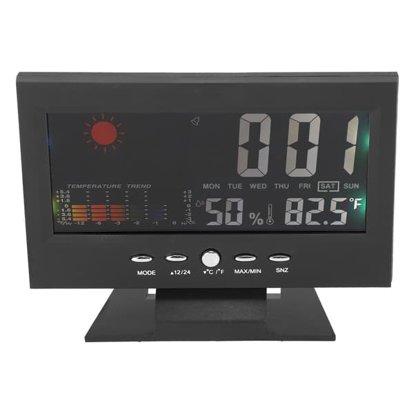Multifunktionell Digital Termometer Hygrometer Bordsklocka Kalender Temperatur Luftfuktighetsmätare