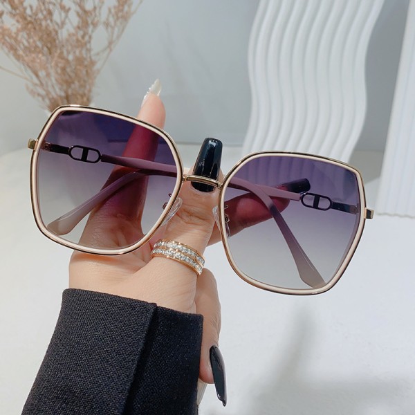 Solglasögon för kvinnor sommar solskydd ja UV-skydd Asymptotic gray with beige box