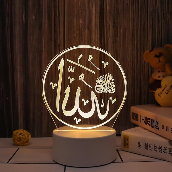 Muslimien Ramadan Festivalin koristelu Tillbehör 3d Nattljus Ornament Eid Mubarak Dekorativ Lampa Barn Gåvor Sovrum Sisustusvalo-10