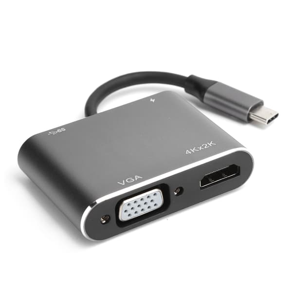 USB C til HDMI VGA USB 3.0 Docking Station 4 i 1 Konverter 4K