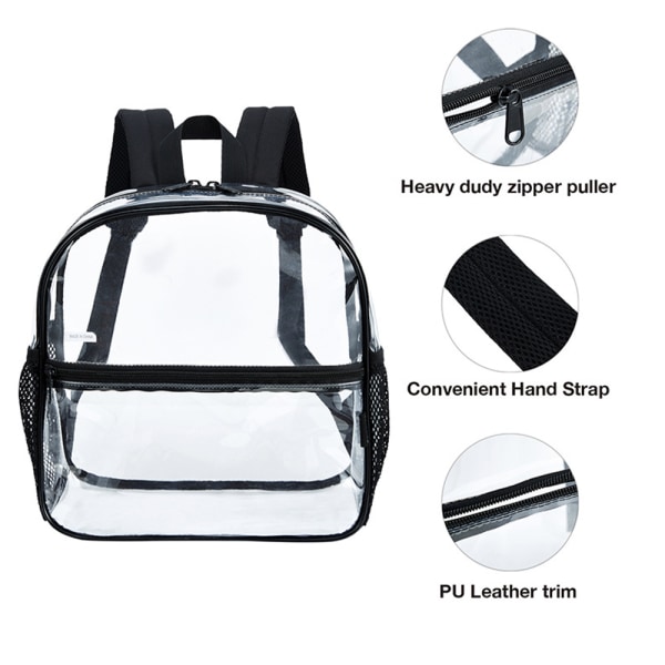 Se Through Backpack Transparent skolryggsäck för jobbet black front pocket