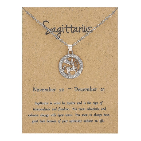 Tolv Constellation Pendant Elegant Gold Tone Chain Halskæder Brev Horoskop