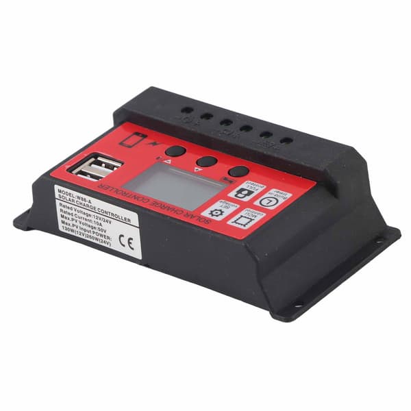 Solar Charge Controller Justerbar Solpanel Batteri Intelligent Regulator med LCD-display 12V 24V10A