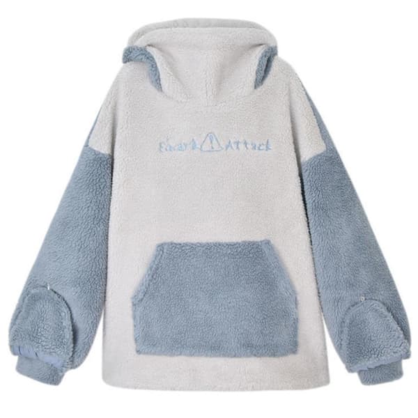 Hettegenser Dame Hai Plysj Fleeceforet Løs Pullover Par Hjemmeklær