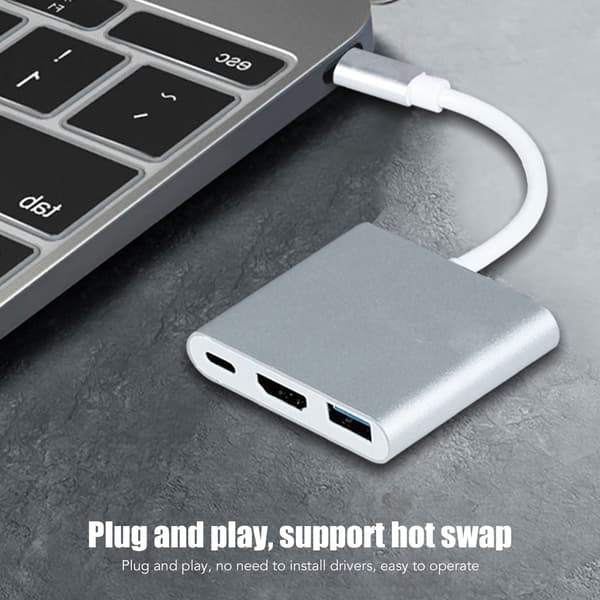 3-i-1 USB C Hub: Typ C till HDMI 4K, USB 3.0 och USB C