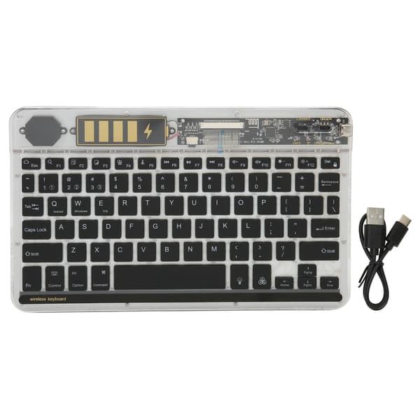 10 tommer Transparent Trådløst Bluetooth Tastatur Multi Enhed Baggrundsbelyst Ultratyndt til Bærbare Computere Telefoner Sort