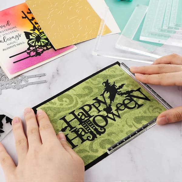 Paper Crafting Alignment Guides 9 Pieces Creative Positioning Pieces Card Corners Helpers with Bone Folder Tool Stamping Corners Paper Craft