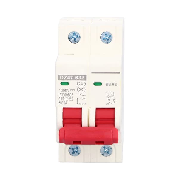 DC dvärgbrytare 2P solcellssystemisolator DIN-skenmontering 1000V 40A DZ47‑63Z C40