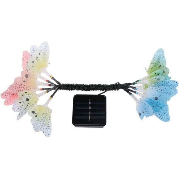 12led Solar Butterfly String Lights Rød, Gul, Blå og Grøn Solar Power Multicolor LED Sommerfugl String Lights Fou