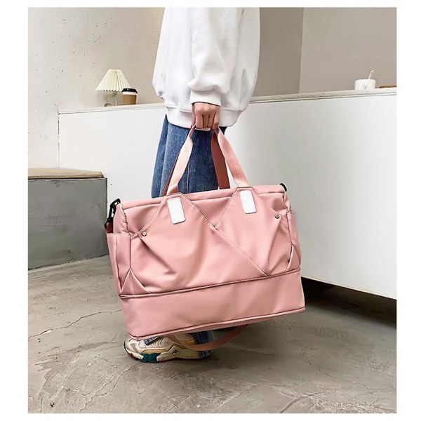 Canvas Messenger Bag Stor Crossbody-väska med flera fickor Canvas axelväska för kvinnor och män (rosa