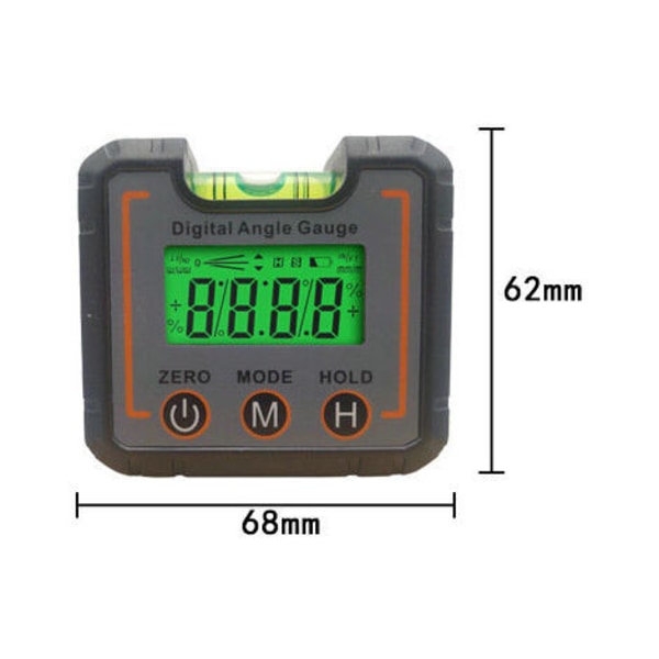 Digitaalinen astemittari, kaltevuusmittari, elektroninen taso LCB-näytöllä, vahva magneettinen voima ja näytön pito