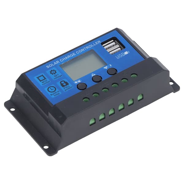 Solladdningsregulator LCD Automatisk identifiering med 5V Smart 2 USB-port 20A 12V 24V