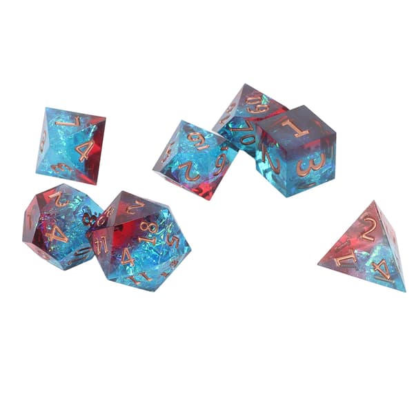 7 st Polyhedral Tärningsset Klar Resin Tärningar för Brädrollspel