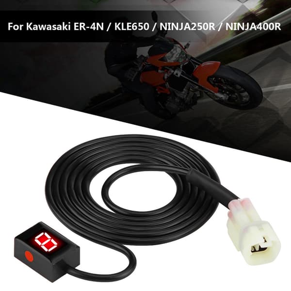 Kawasaki Digital Motorcykel Gear Indikator Speedometer Skift Sensor Rød