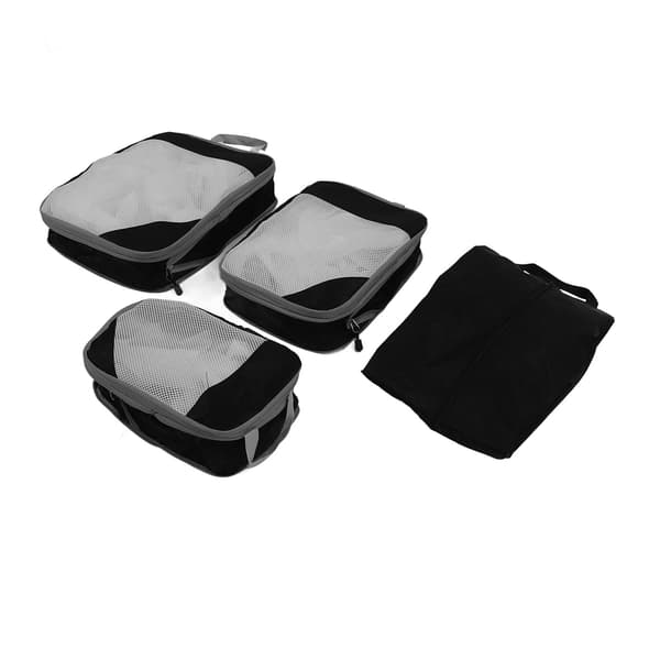 Vattentäta kompressionspackningskuber Resväska Organizer Väskor för Kläder Underkläder Skor 4-pack Svart