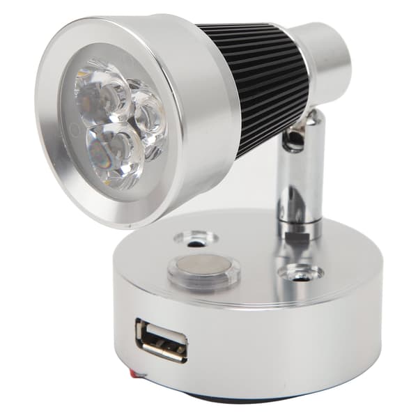 LED RV Sengelampe USB Opladningsport Touch Switch Dæmpbart Lys DC 12V til 24V Biler Både Sølv