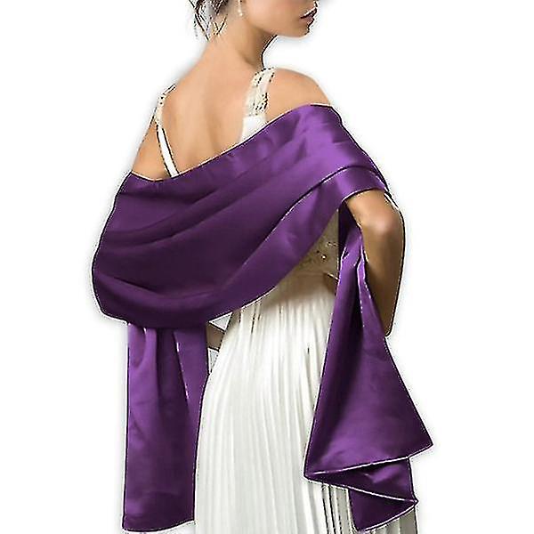 Pehmeä satiininen silkkihuivi naisille Purple