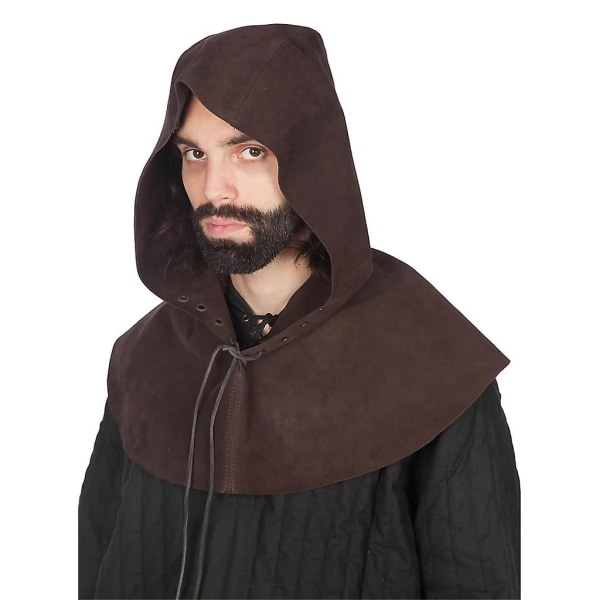 Medieval Men Cowl Kort Cape Knight Hooded Cape För Kelter Men Cosplay Green