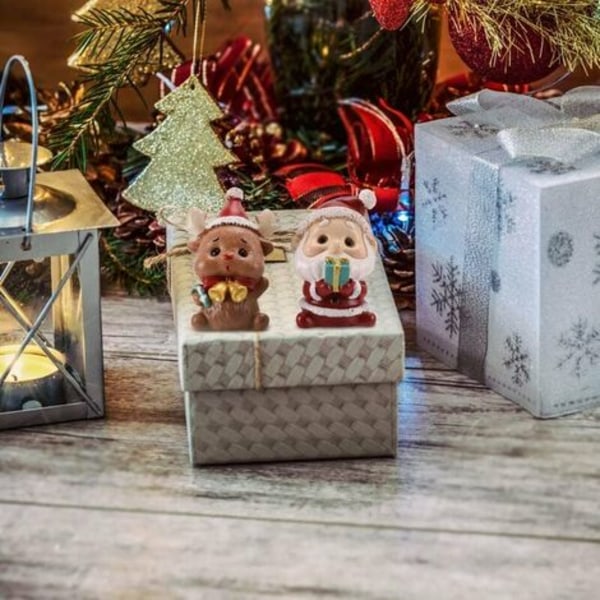 Pienoisporoeläinhahmot joulupukin hatussa 2 kpl Mini joulupukin koristeet hartsikeiju puutarhapatsas joulu