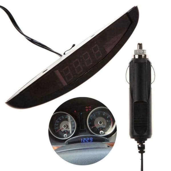 12V Digital LED Bilklokke Voltmeter Termometer Alarm