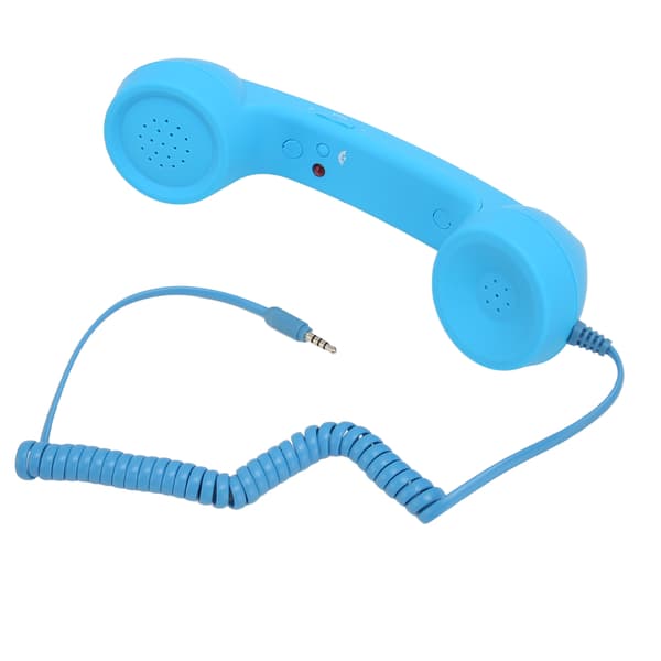 Retro Strålingssikker Kablet Telefonhåndsæt 3,5 mm Stik til Smartphone Computer Himmelblå