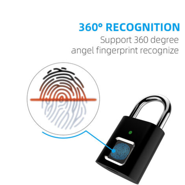 Fingeraftryksgardinlås Ip65 Smart dørlås Vandtæt digital sikkerhedslås Bærbar fingeraftryksgardinlås usb nøgle