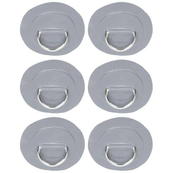 6 stk. PVC D-ring patch elastisk tau sett rustfritt stål strikkledning grå