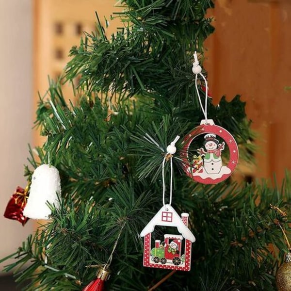 24-delt sæt julepynt, små træ julevedhæng, juletræspynt, små vedhæng, gave