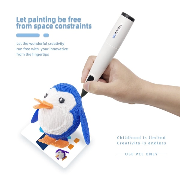 3D print pen RP300B lav temperatur 3D print pen til børn paperback (hvid uden forbrugsstoffer)