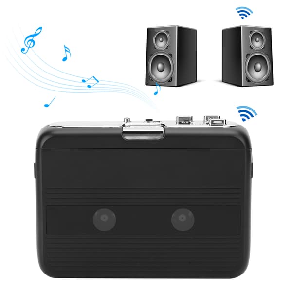 Bærbar Bluetooth Kassettspiller FM Radio Auto Reverse Funksjon Noir