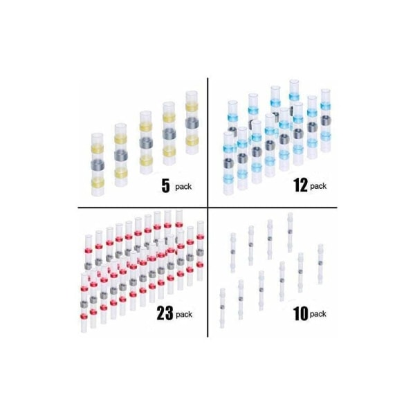 50 kpl juotosliitoslankaliitin, Sopoby lämpökutistuva juotosperätiiviste, eristetty sähköliittimet vedenpitävä meri