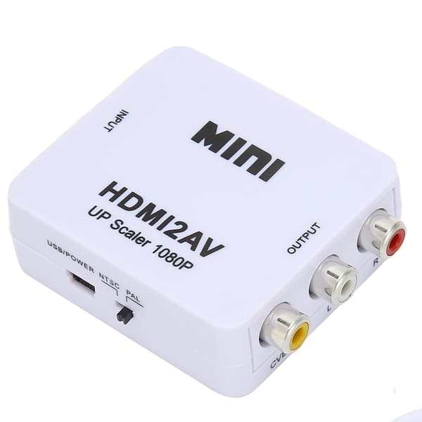 HDMI til AV Konverter Adapter RCA Splitter Switcher 1080P til TV Hvid