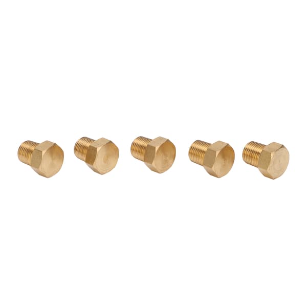 5 stk. solid messing sekskantplugg 1/8 NPT hann-gjenge anti-korrosjon universell bilmontering