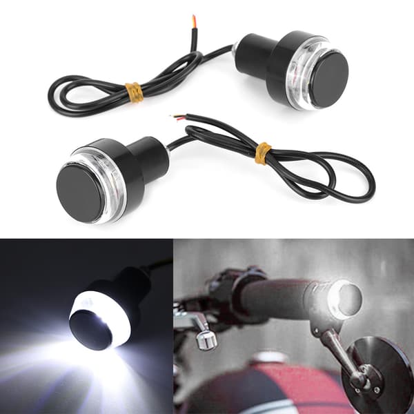 2 stk. LED Motorcykel Styrlys Greb Blinklys Bar End Plug Lampe Rød