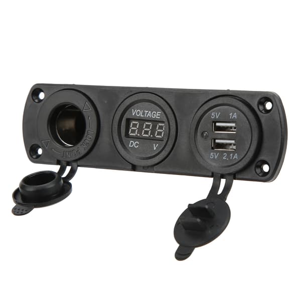 3 i 1 Oplader Panel Dobbelt USB Udtag Panel Cigarettænder Udtag LED Digital Voltmeter til Lastbil Marine RV